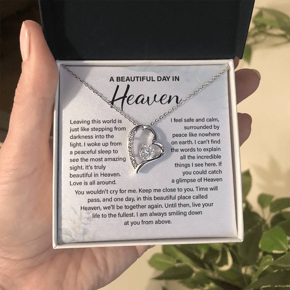 A Beautiful Day In Heaven Necklace – Sentimental Memorial Jewelry Gift, We'll Be Together Again, Heartfelt Keepsake For Love, Peace, And Comfort