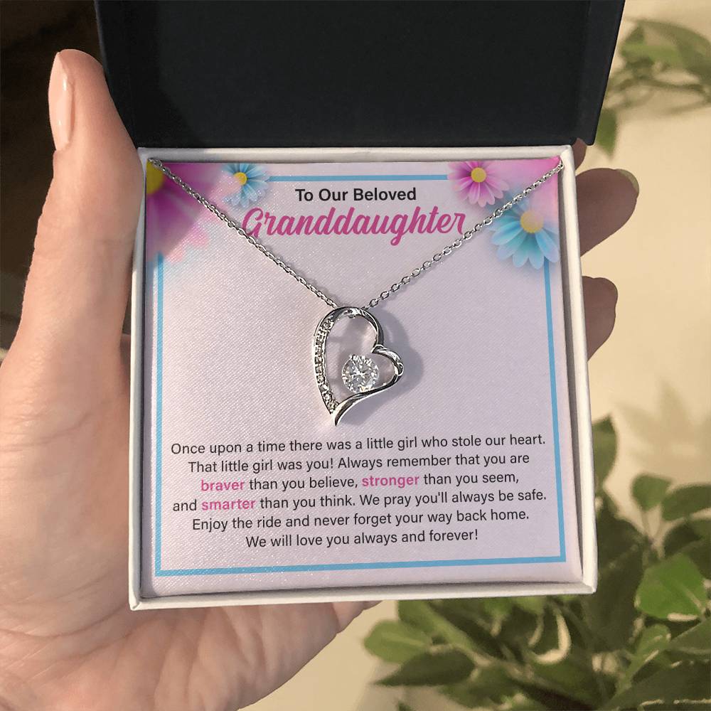 To Our Beloved Granddaughter Necklace, Necklace for Granddaughter, Granddaughter Gifts from Grandma or Grandpa, We Will Love You Always And Forever.