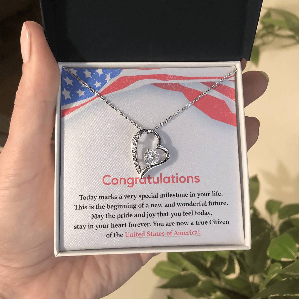 Congratulations Necklace For New U.s. Citizen Necklace For New U.s. Citizen Gift For New American Citizen Necklace With Citizenship Message Necklace For Official U.s. Citizen Gift For New U.s. Patriot Jewelry For New U.s. Citizen Jewelry For U.s.