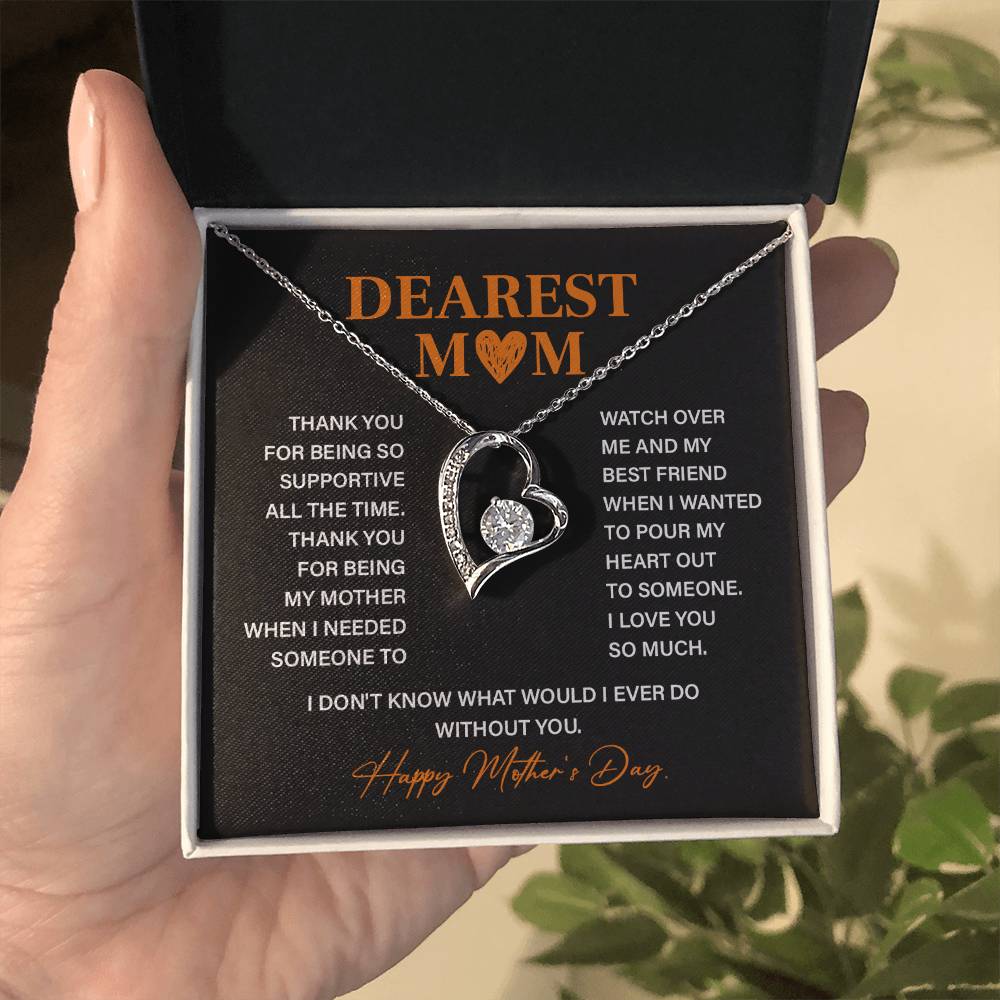 Dearest Mom, Inspirational Gift Necklace For Mother Necklace With Message Of Gratitude And Love Heart Pendant Necklace Best Friend Necklace For Support Best Christmas Necklace Gift Best Family Necklace Gift Best Necklace Gift For Mother's Day