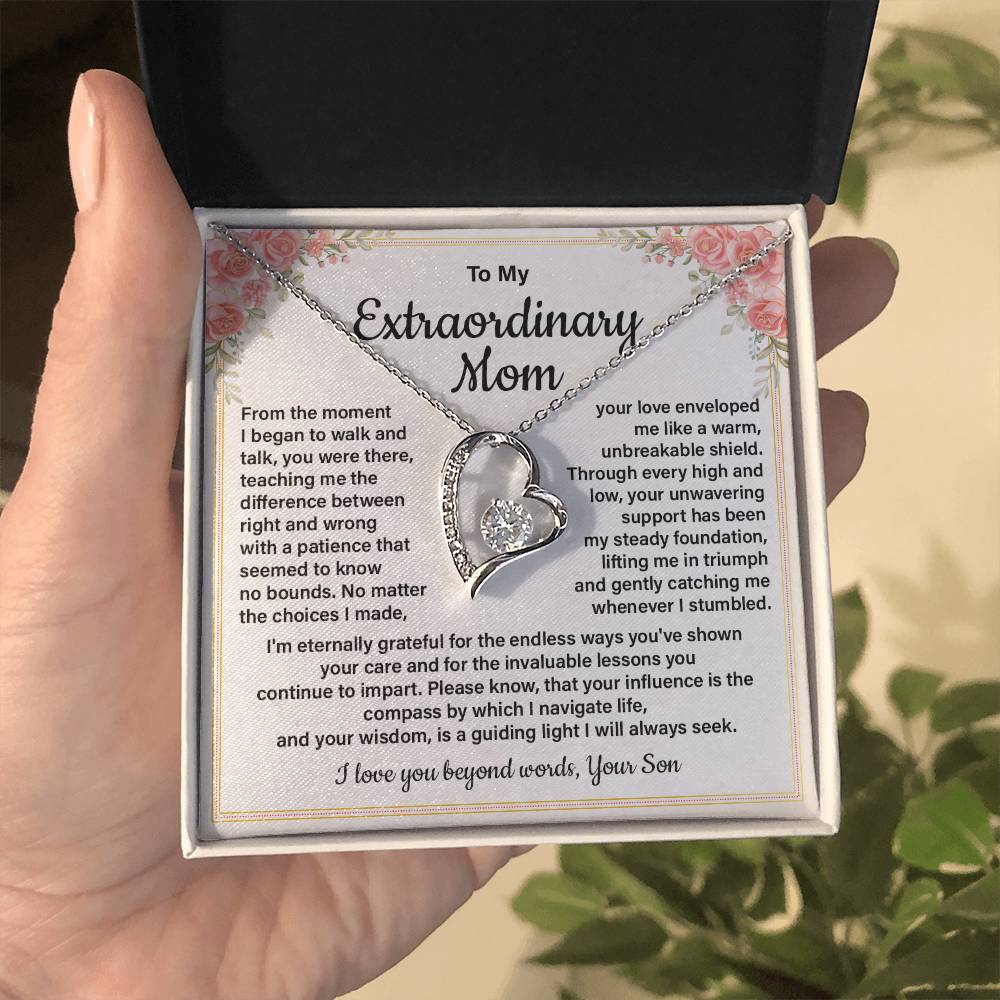 Extraordinary Mom Necklace Gift with Message Card