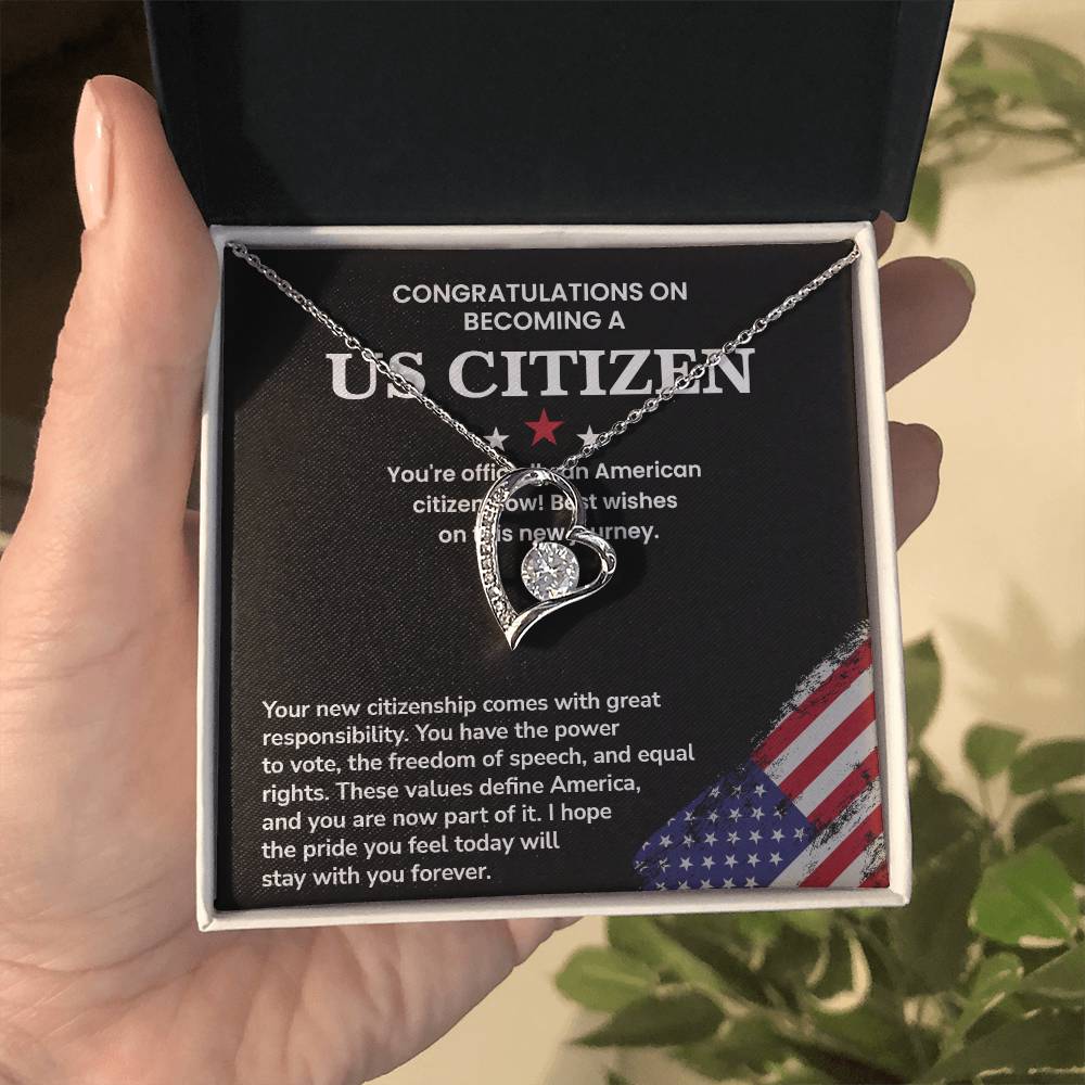 Congratulations Necklace For New U.s. Citizen Necklace For New U.s. Citizen Necklace With Citizenship Message Necklace For Official U.s. Citizen Necklace For New U.s. Patriot Jewelry For New U.s. Citizen Gift For U.s. Citizenship Ceremony