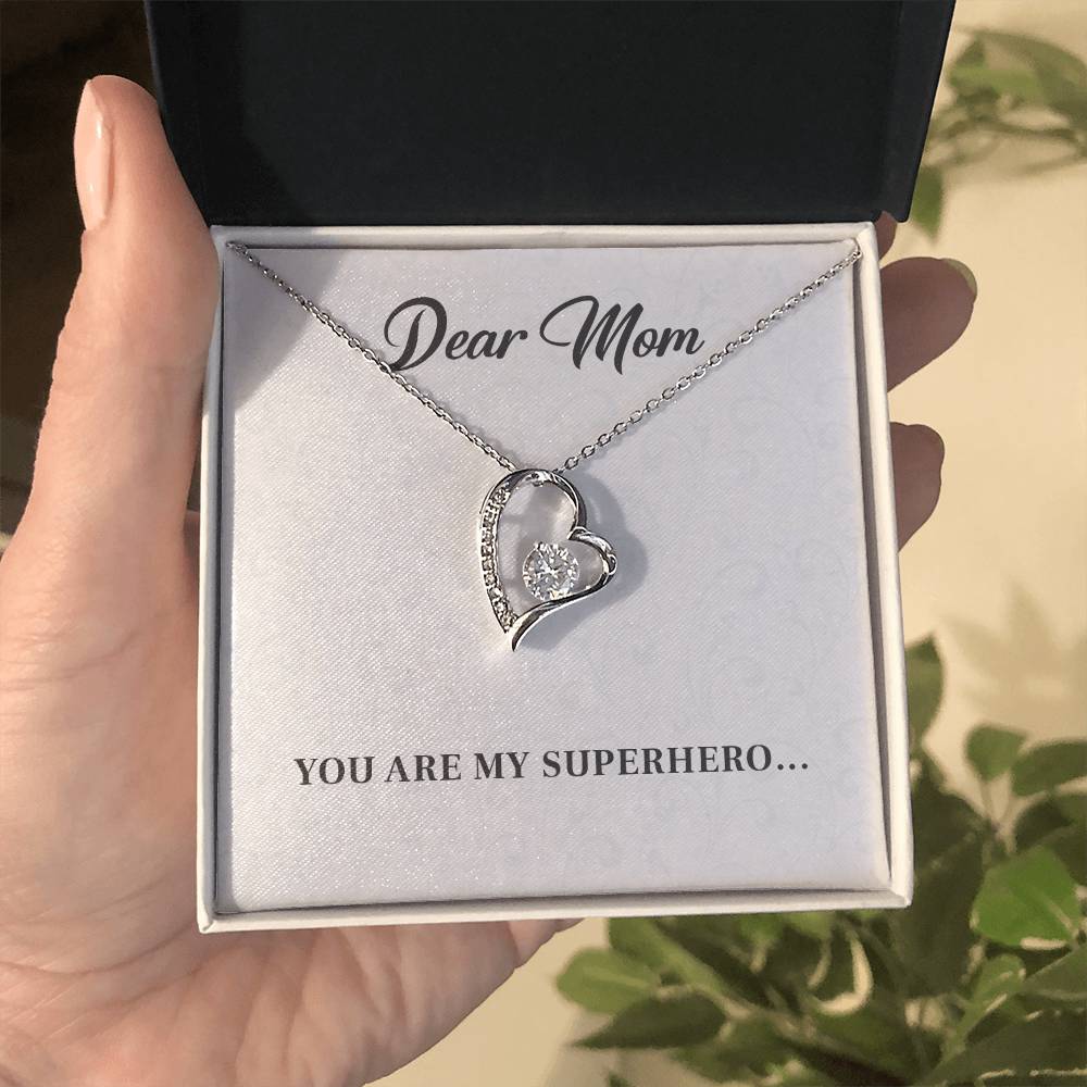 Dear Mom, Inspirational Gift Necklace For Mother Heart Pendant Necklace Best Friend Necklace For Loving Necklace With Message Of Love And Admiration Best Christmas Necklace Gift Best Family Necklace Gift Superhero Mom Necklace Gift