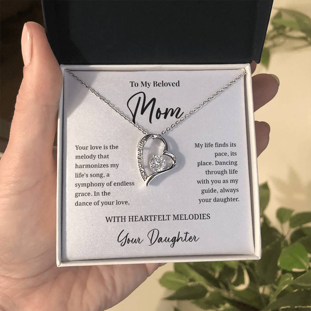 Beloved Mom Necklace – Gift from Daughter with Musical Message Card