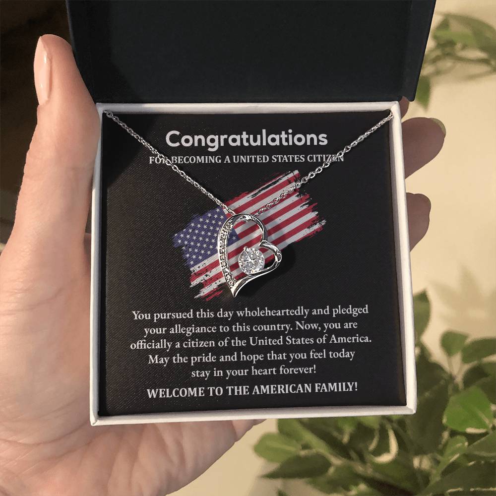 Congratulations Necklace For New U.s. Citizen Necklace For New U.s. Citizen Gift For U.s. Citizenship Success Necklace With Citizenship Message U.s. Citizenship Celebration Gift Jewelry For New U.s. Citizen Necklace For Citizenship Pledge