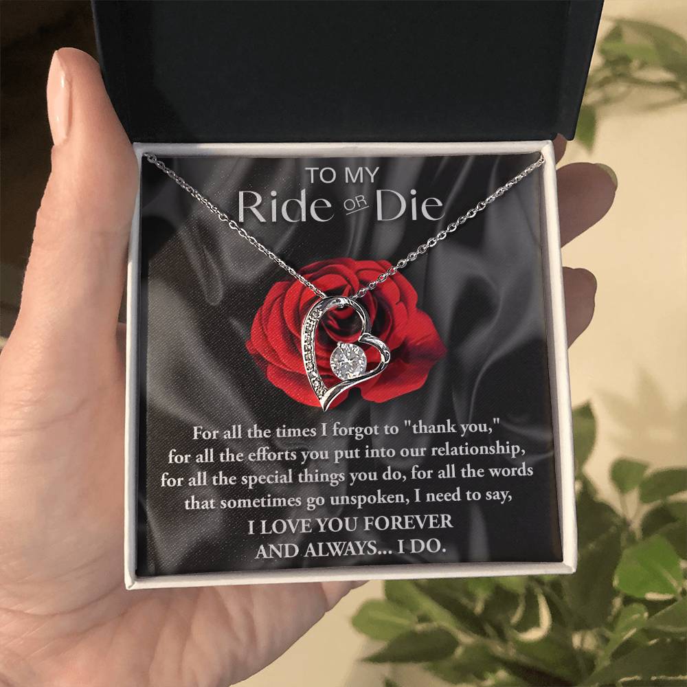 To My Rider Or Die Necklace Gift For Biker's Anniversary Gift For His Wife, Fiancee, Girlfriend, Future Wife For All The Times I Forgot To Thank You Necklace With Meaningful Message Card & Gift Box