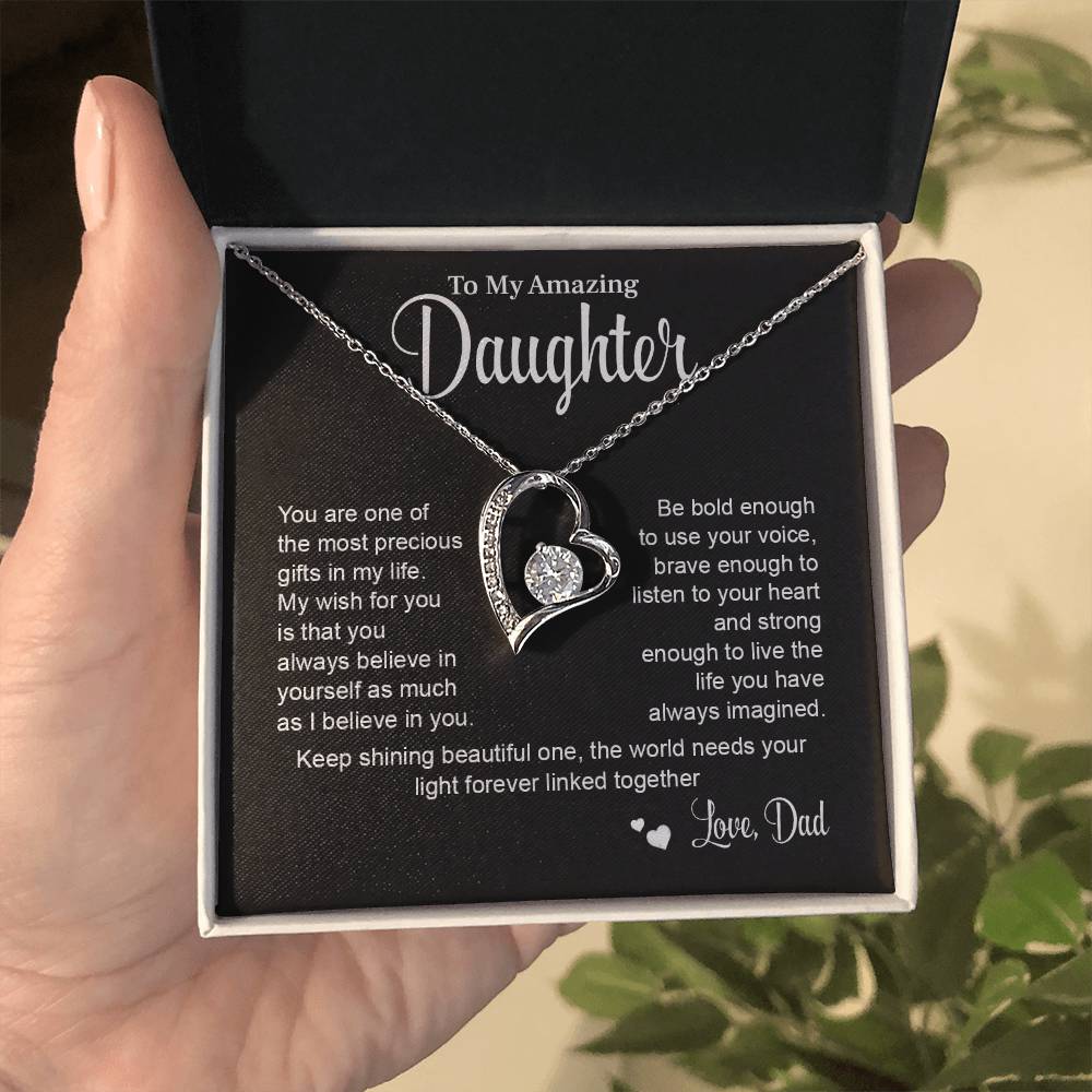 Daughter Necklace Gift from Dad with Message Card