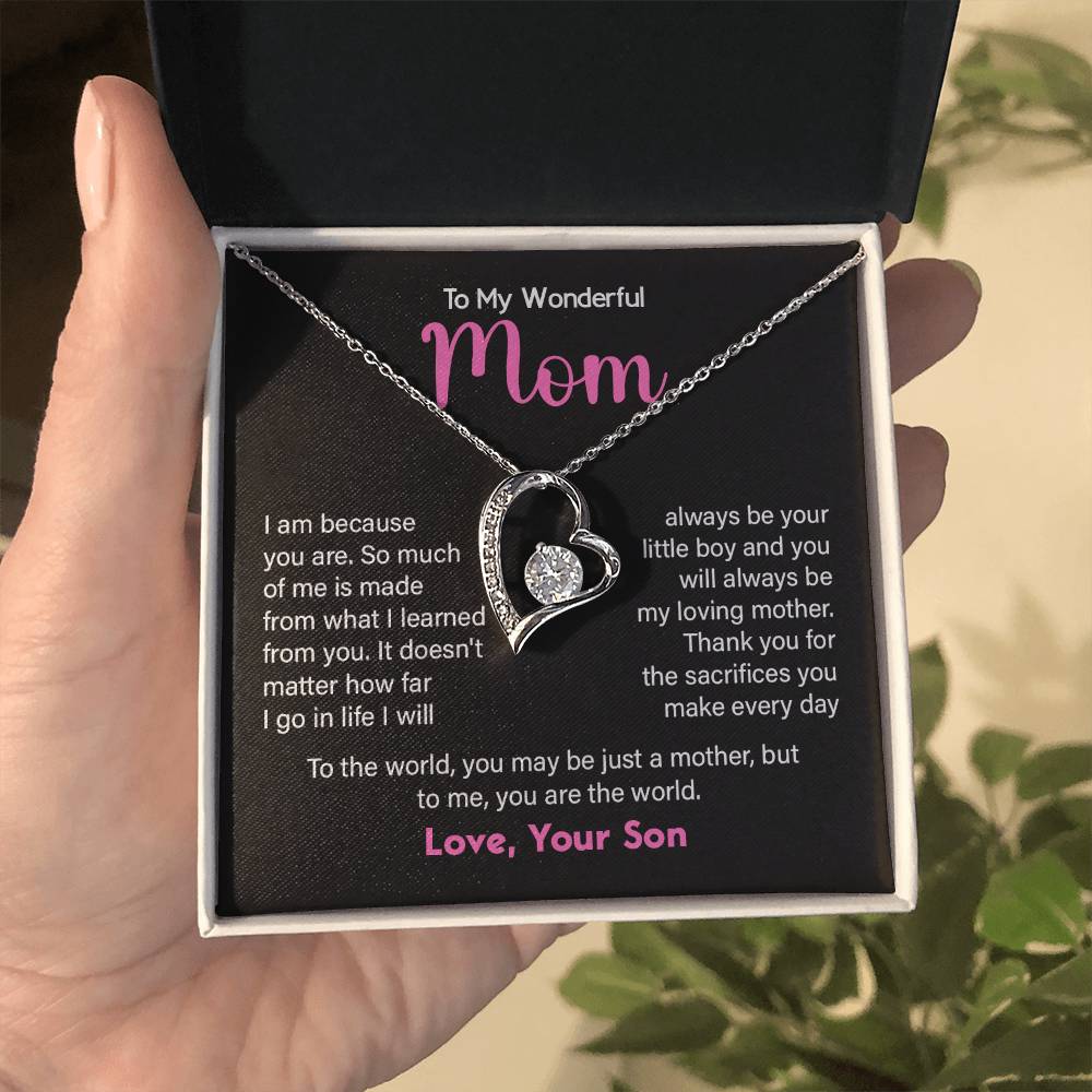 To My Wonderful Mom, Inspirational Gift Necklace For Mother Best Friend Necklace For Loving Best Christmas Necklace Gift Sentimental Necklace Gift Wonderful Necklace Gift From Son Thank You Mom Necklace Heartfelt Necklace For Loving Person