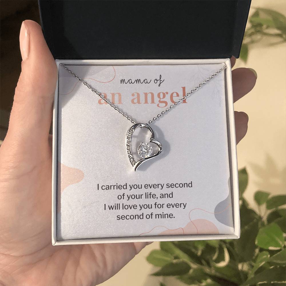 Mama Of An Angel Necklace - Forever Loved, A Mother's Eternal Love For Her Angel - Memorial Jewelry For Loss