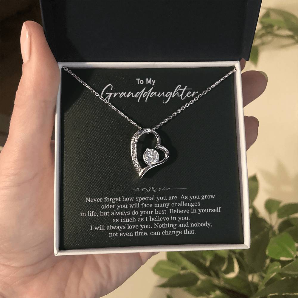 Granddaughter Heart Necklace Gift with Loving Message