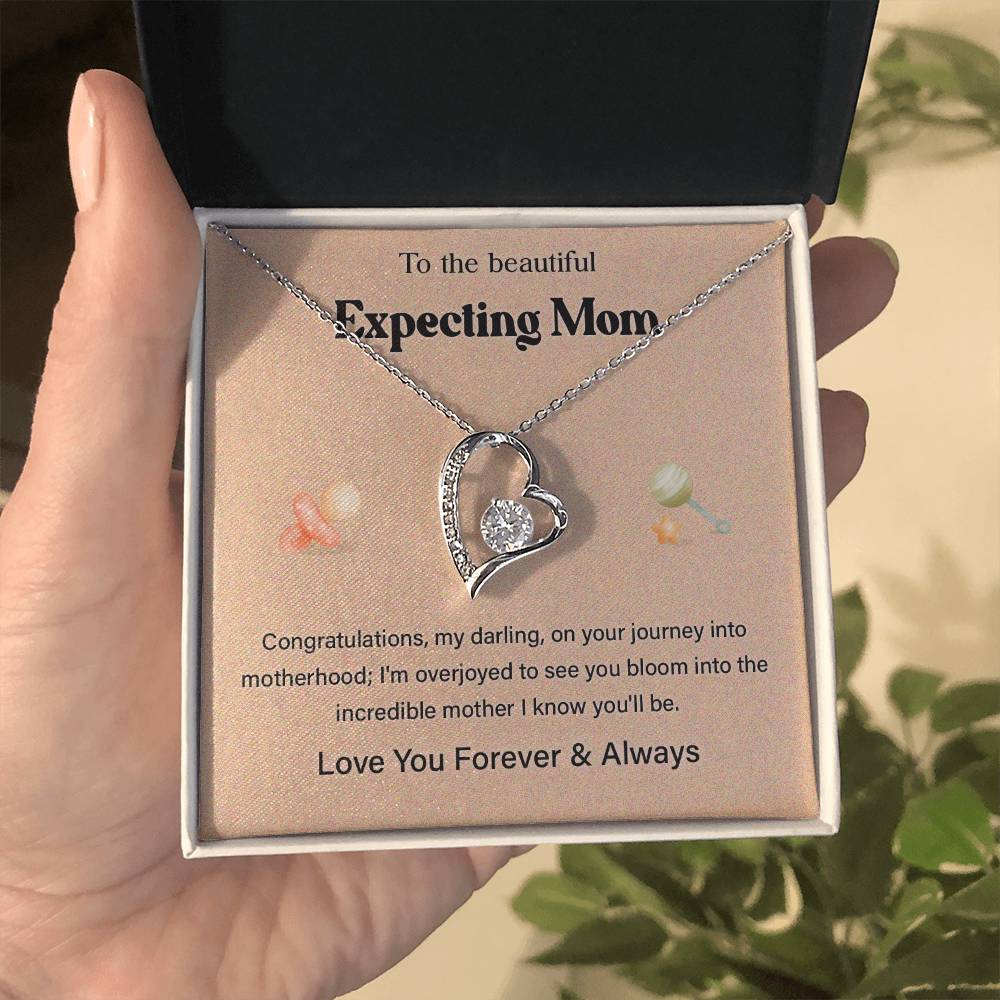 To The Beautiful Expecting Mom, Beautiful Expecting Mom Necklace Gift Best Necklace Gift For Expecting Mother Journey Into Motherhood Necklace Gift Necklace With Heartfelt Message Thoughtful Necklace Gift Best Mother’s Day Necklace Gift