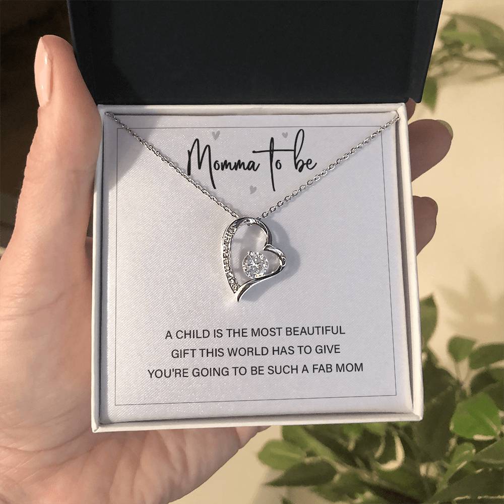 Momma To Be Necklace – Pregnancy Gift with Heartfelt Message