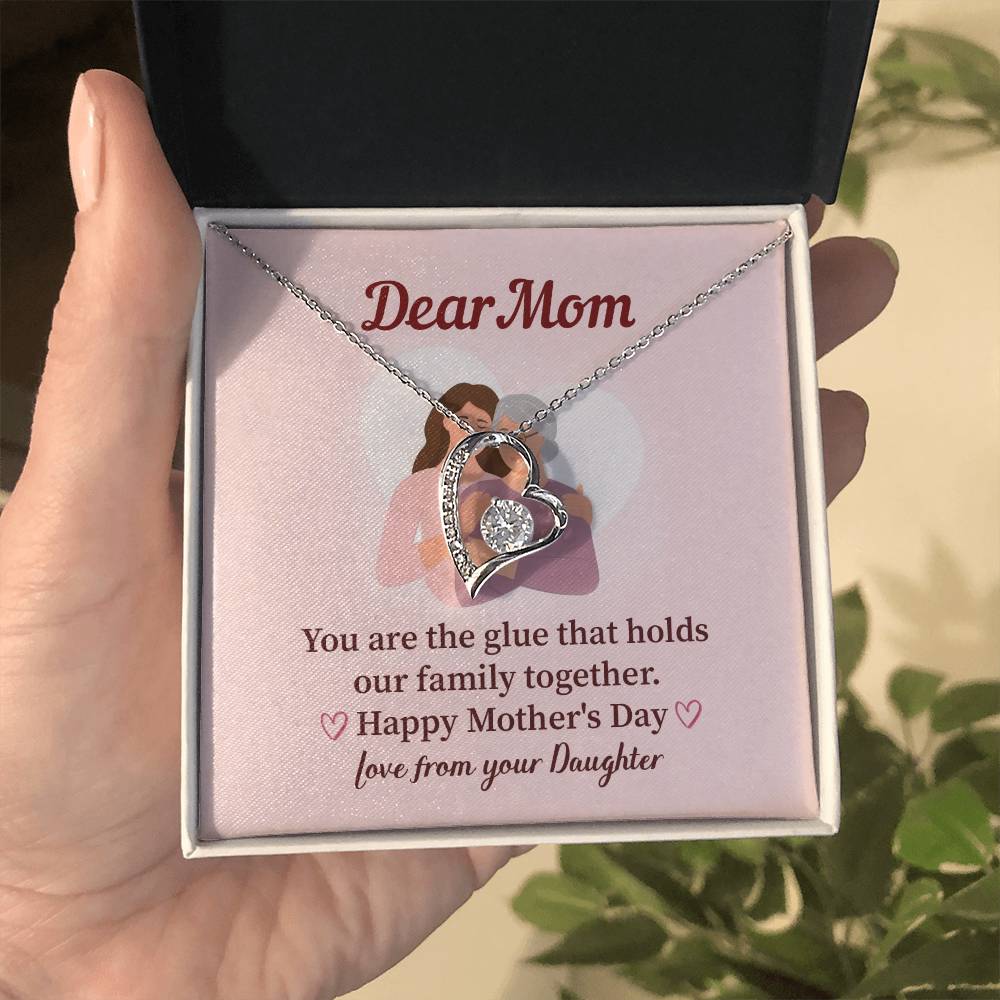 Dear Mom Family Glue Pendant Elegant Jewelry For A Mother’s Day Gift Sweet Gift For A Wonderful Woman Heartfelt Necklace Sentimental Jewelry Thank You Pendant Gift For A Special Mom Sweet Pendant For Family Love