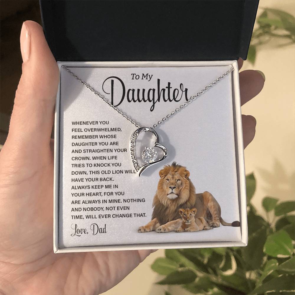 To My Daughter Lion Necklace from Dad – Strength & Love Message Card
