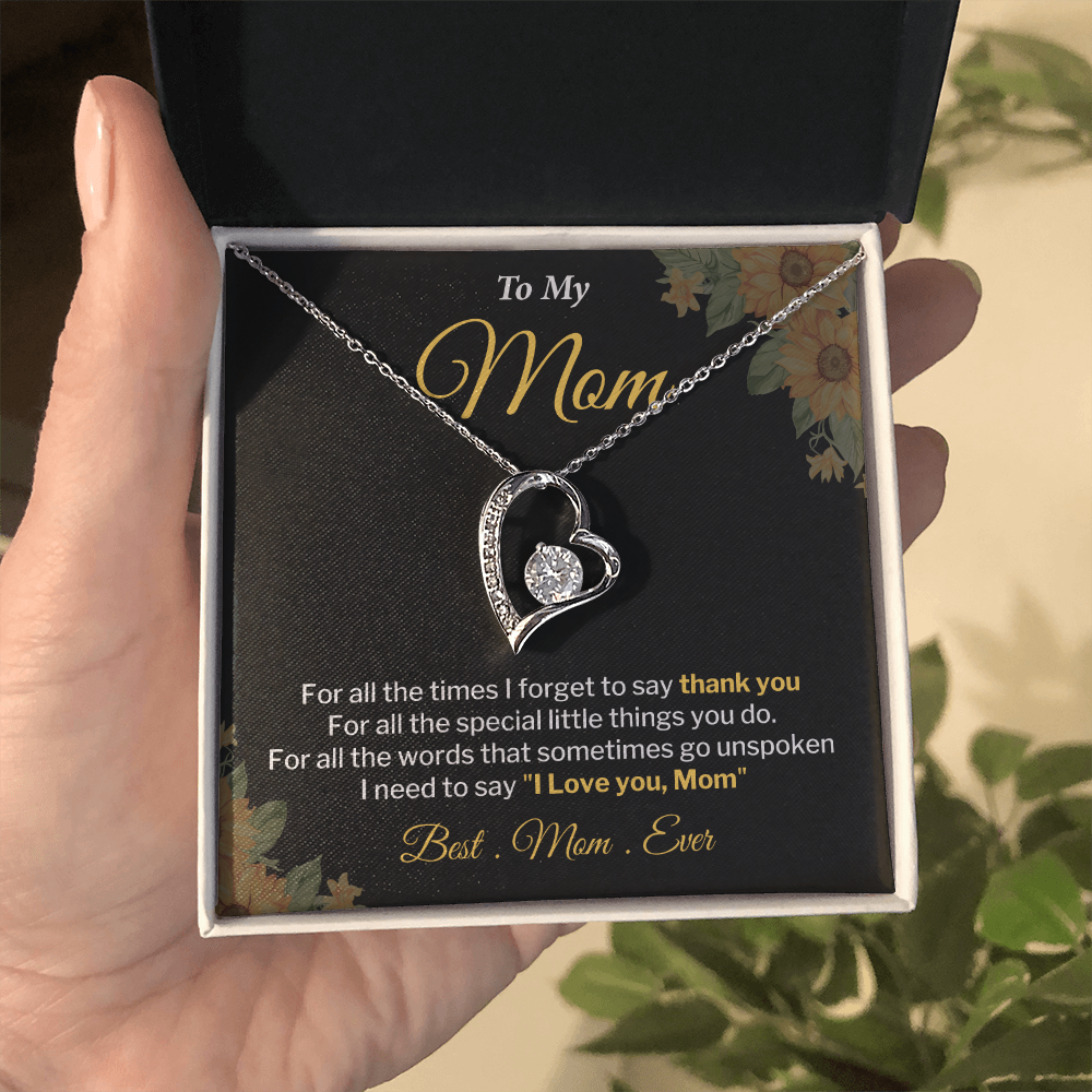 Mom Necklace Gift With Thank You Message Card