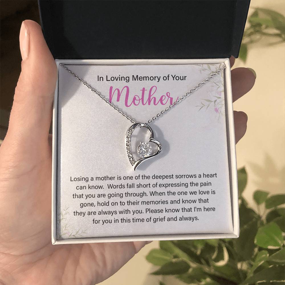 In Loving Memory Necklace For Mother – Sentimental Memorial Jewelry Gift, Her Love Lives On,' Comforting Keepsake For Support And Treasured Memories