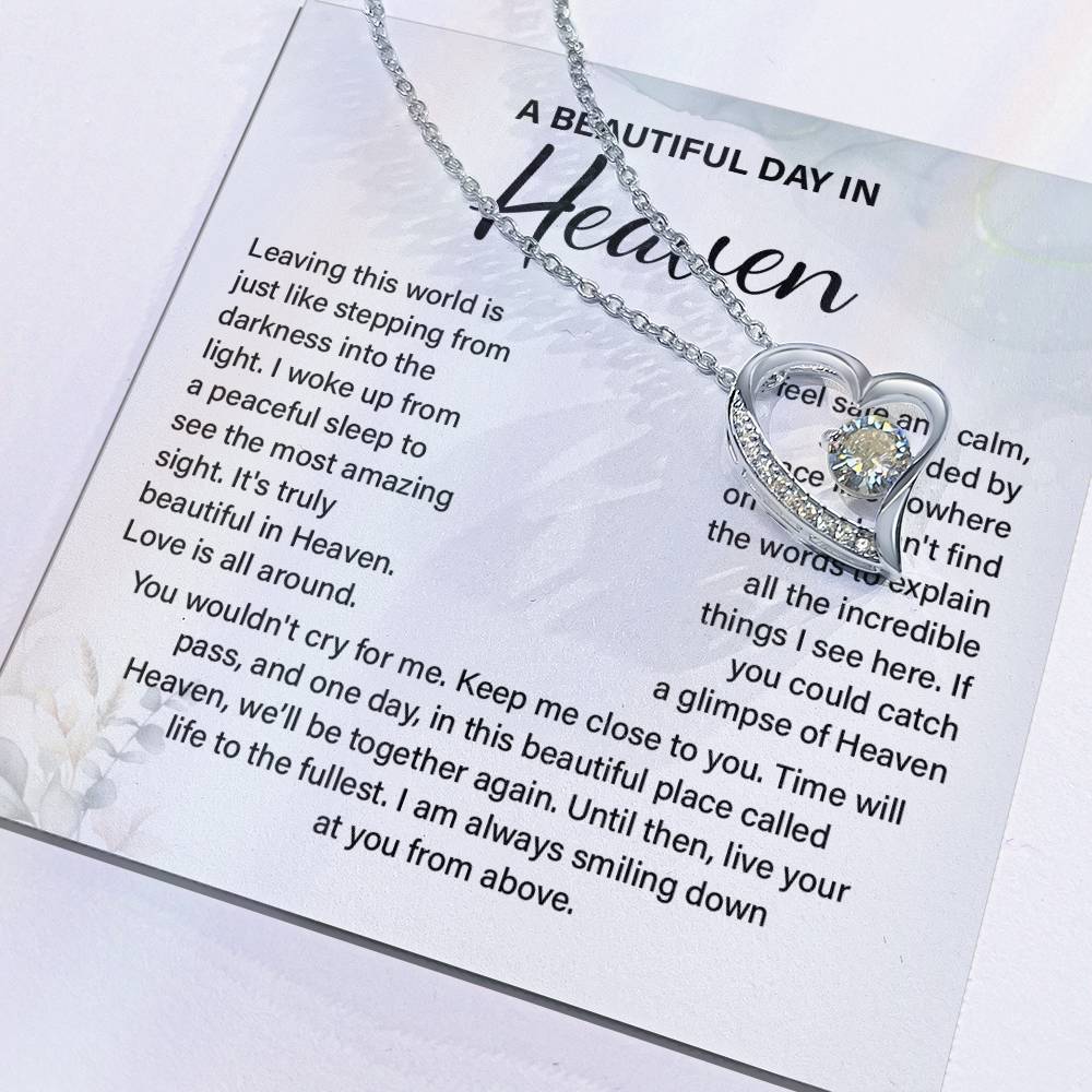 A Beautiful Day In Heaven Necklace – Sentimental Memorial Jewelry Gift, We'll Be Together Again, Heartfelt Keepsake For Love, Peace, And Comfort