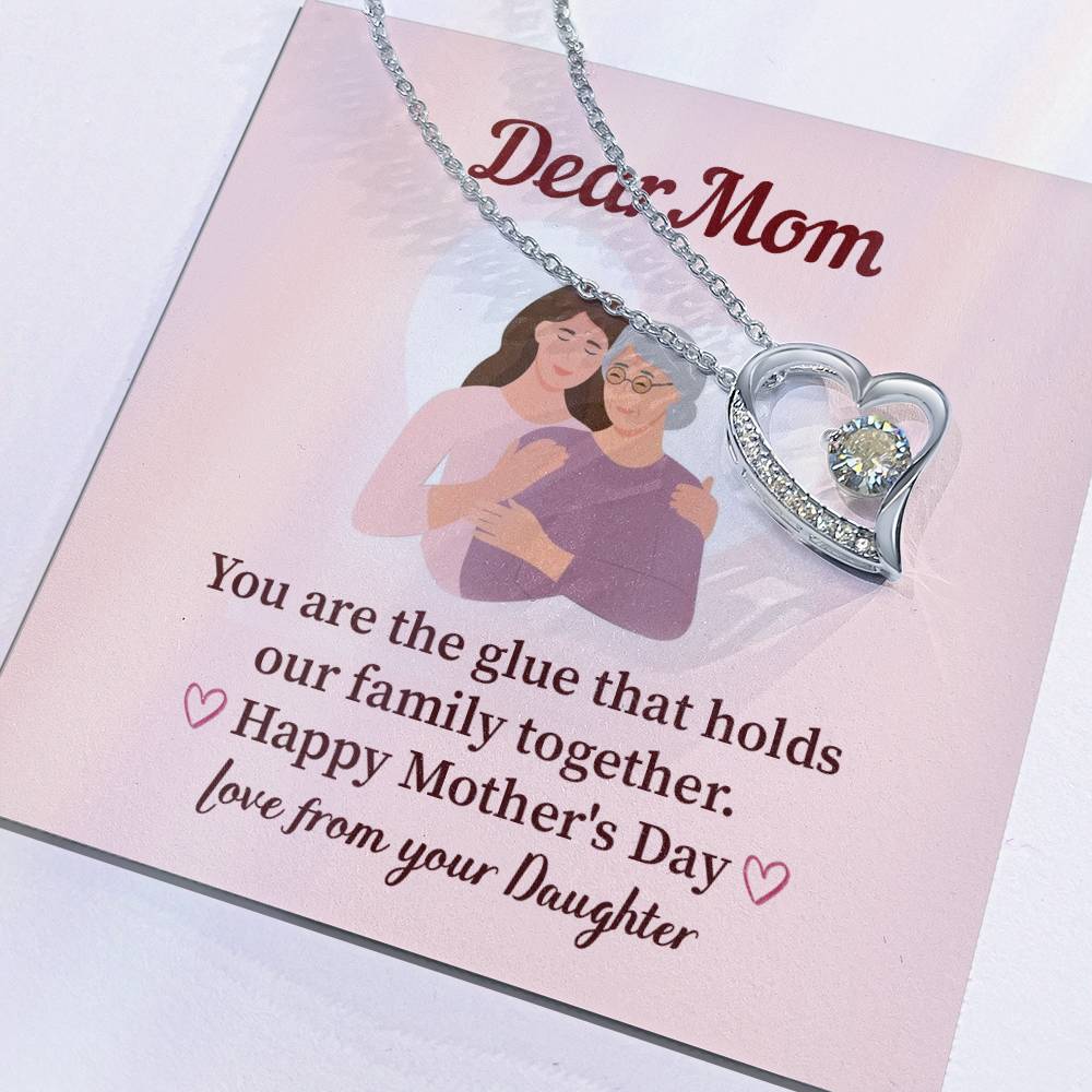 Dear Mom Family Glue Pendant Elegant Jewelry For A Mother’s Day Gift Sweet Gift For A Wonderful Woman Heartfelt Necklace Sentimental Jewelry Thank You Pendant Gift For A Special Mom Sweet Pendant For Family Love