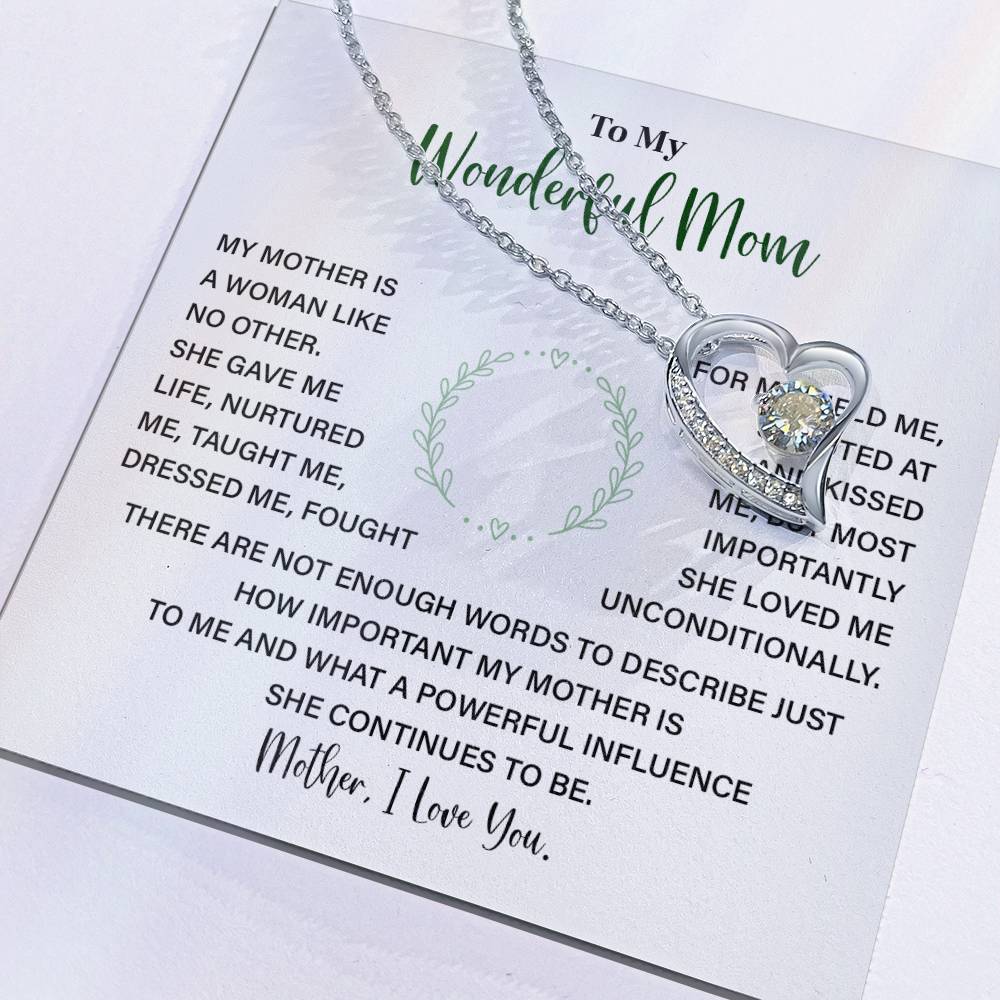 To My Wonderful Mom, Inspirational Gift Necklace For Mother Heart Pendant Necklace Best Christmas Necklace Gift Inspirational Jewelry Gift  Sentimental Necklace Gift Meaningful Necklace Gift For Loving Mother Wonderful Mom Necklace Gift