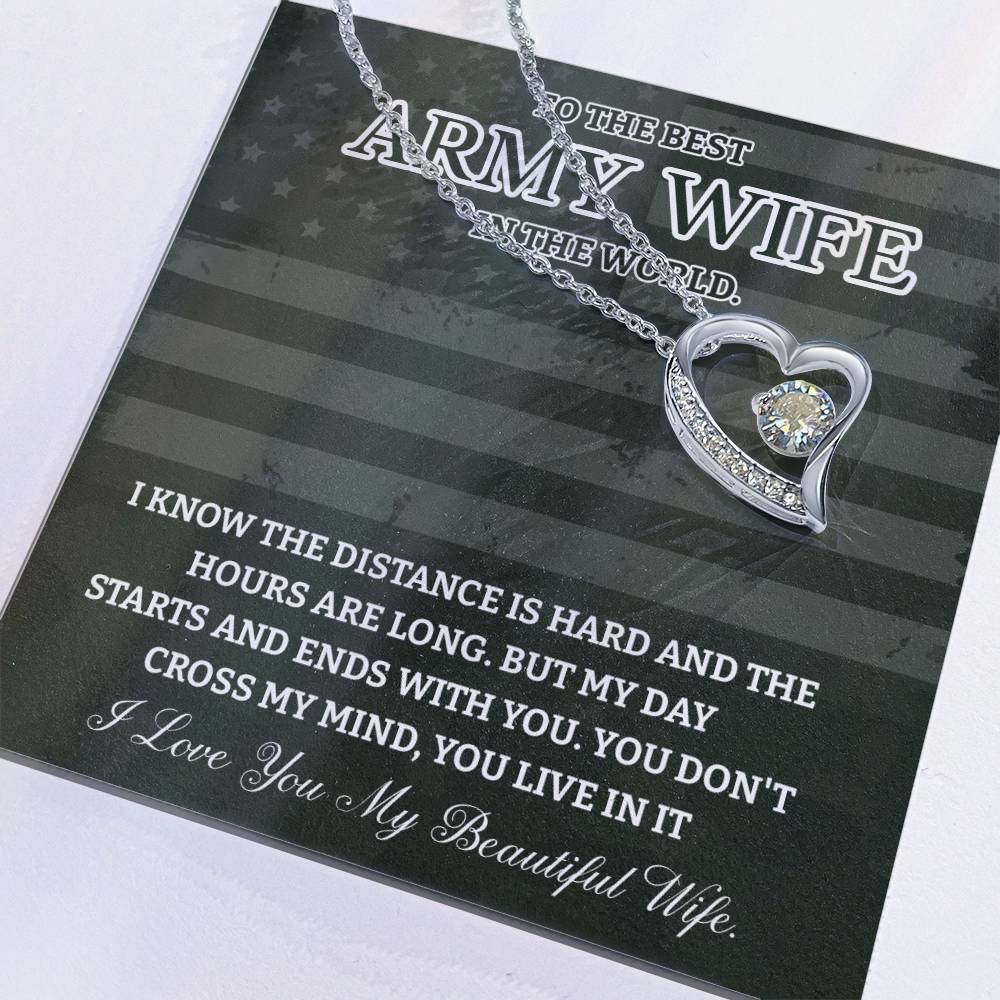 Army Wife Necklace - To The Best Wife In The World, A Heartfelt Gift Of Love Across Distance - Tribute To My Beautiful Wife