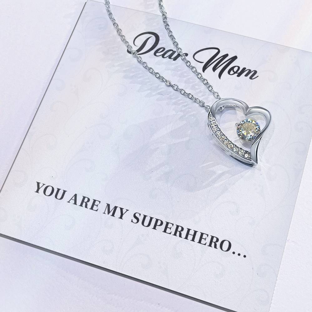 Dear Mom, Inspirational Gift Necklace For Mother Heart Pendant Necklace Best Friend Necklace For Loving Necklace With Message Of Love And Admiration Best Christmas Necklace Gift Best Family Necklace Gift Superhero Mom Necklace Gift