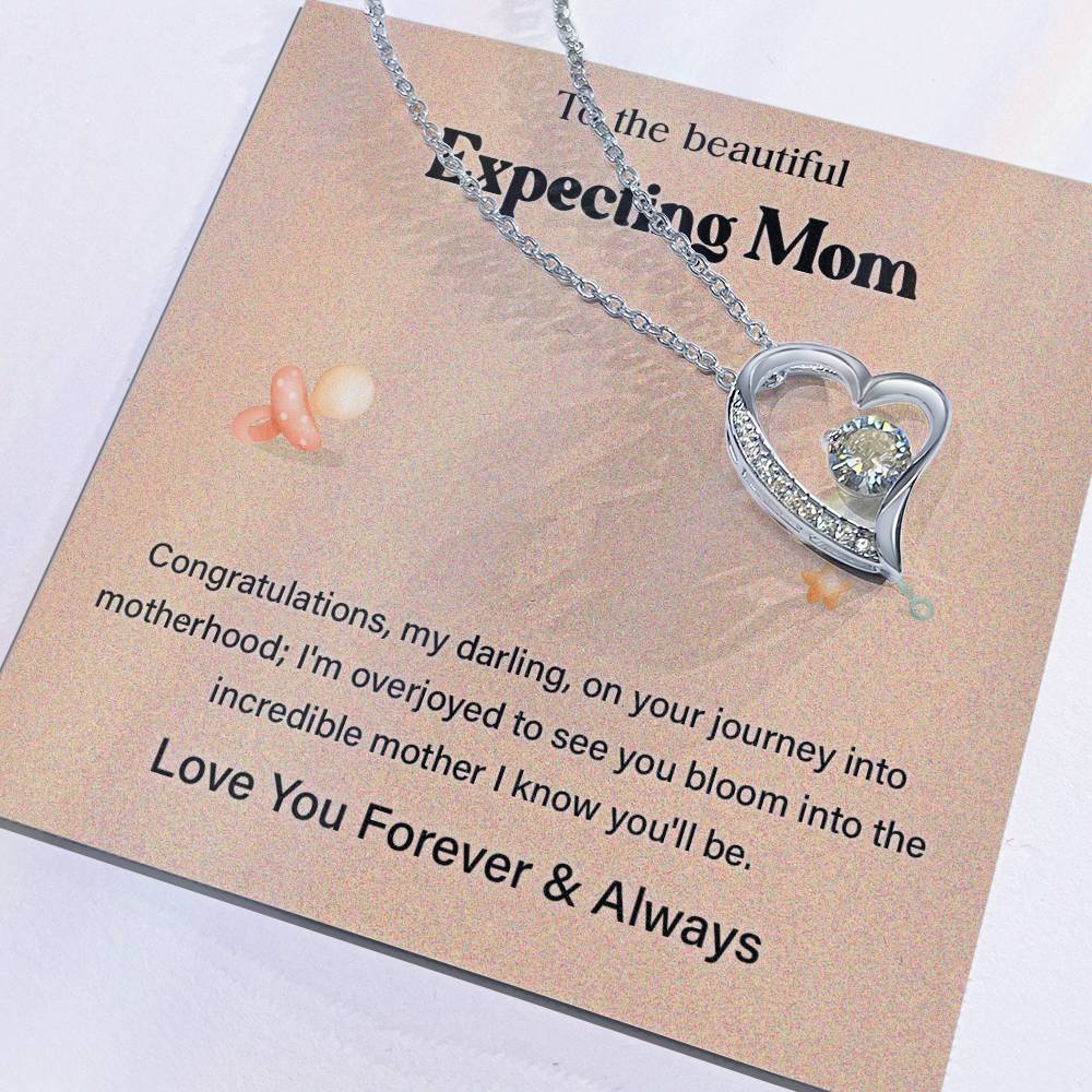 To The Beautiful Expecting Mom, Beautiful Expecting Mom Necklace Gift Best Necklace Gift For Expecting Mother Journey Into Motherhood Necklace Gift Necklace With Heartfelt Message Thoughtful Necklace Gift Best Mother’s Day Necklace Gift