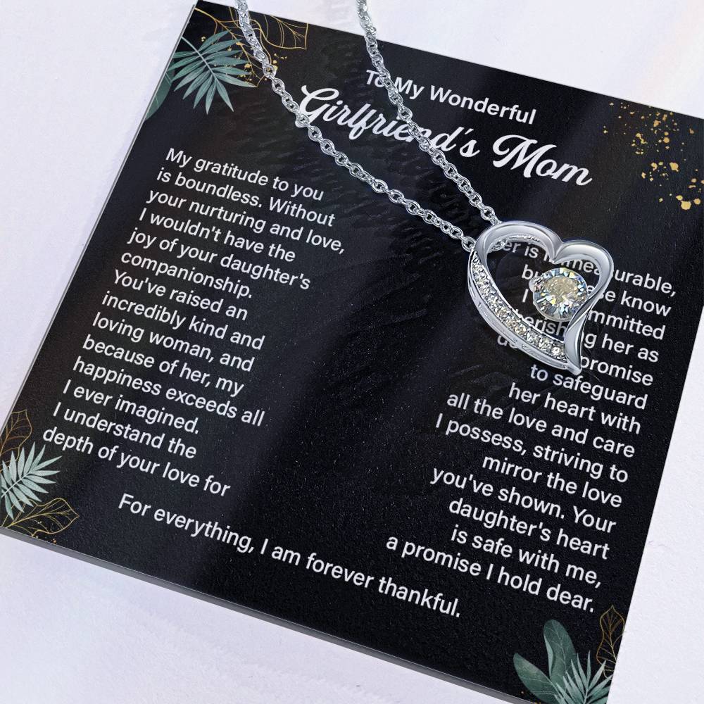 To My Wonderful Girlfriend's Mom, Forever In My Heart Necklace Heartwarming Bond Necklace Thank You Gift Necklace Beautiful Journey Necklace Family Bond Necklace Emotional Connection Necklace