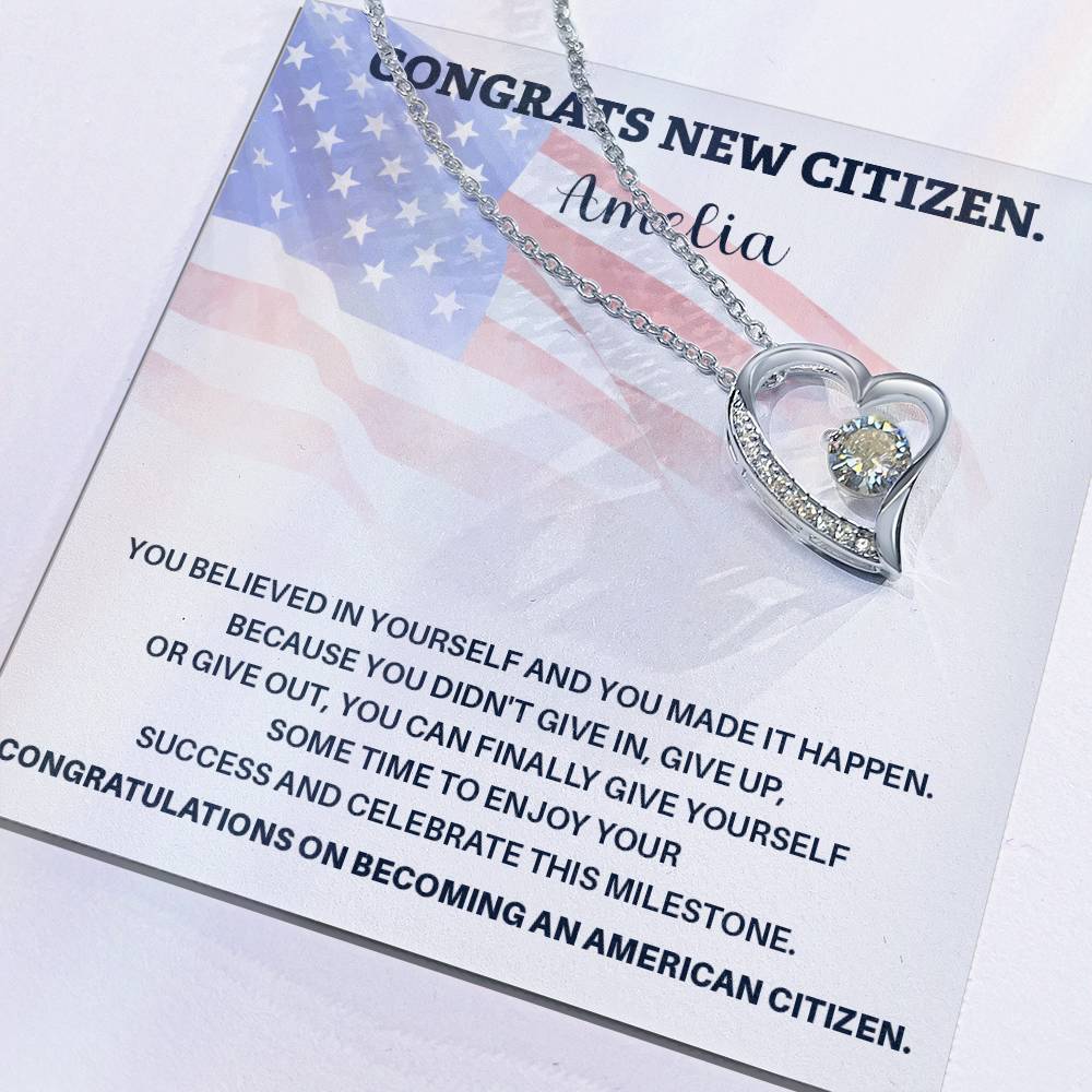 Congrats Necklace For New U.s. Citizen Amelia Necklace For New U.s. Citizen Gift For New American Citizen Necklace With Citizenship Message U.s. Citizenship Achievement Gift Necklace For Proud U.s. Citizen Necklace For Citizenship Success