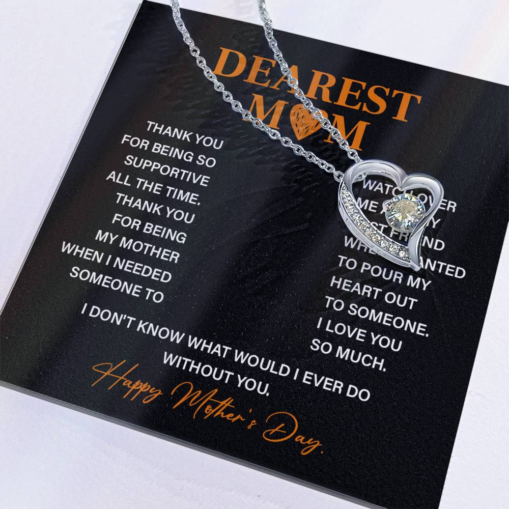 Dearest Mom, Inspirational Gift Necklace For Mother Necklace With Message Of Gratitude And Love Heart Pendant Necklace Best Friend Necklace For Support Best Christmas Necklace Gift Best Family Necklace Gift Best Necklace Gift For Mother's Day