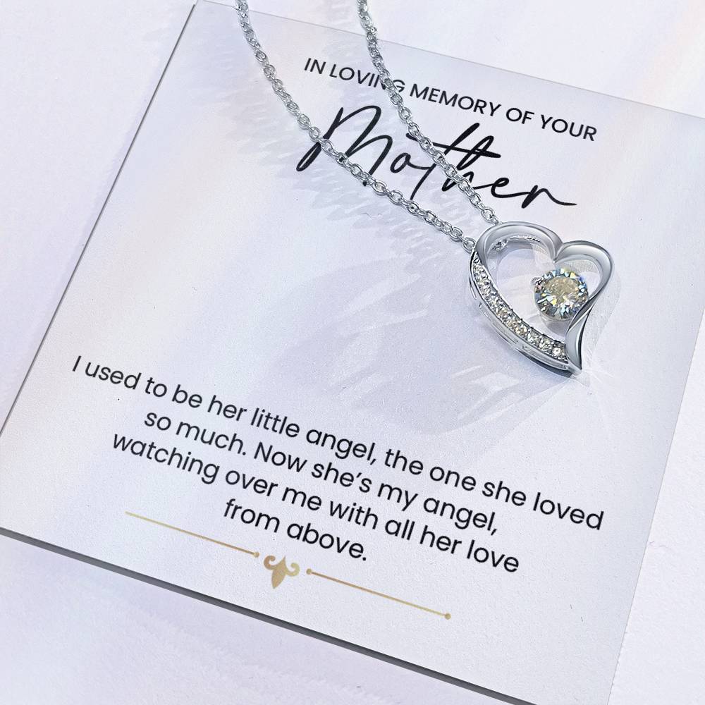 In Loving Memory Necklace For Mother – Heartfelt Memorial Jewelry Gift, From Her Little Angel To My Guardian Angel, Sentimental Keepsake For Eternal Love And Connection
