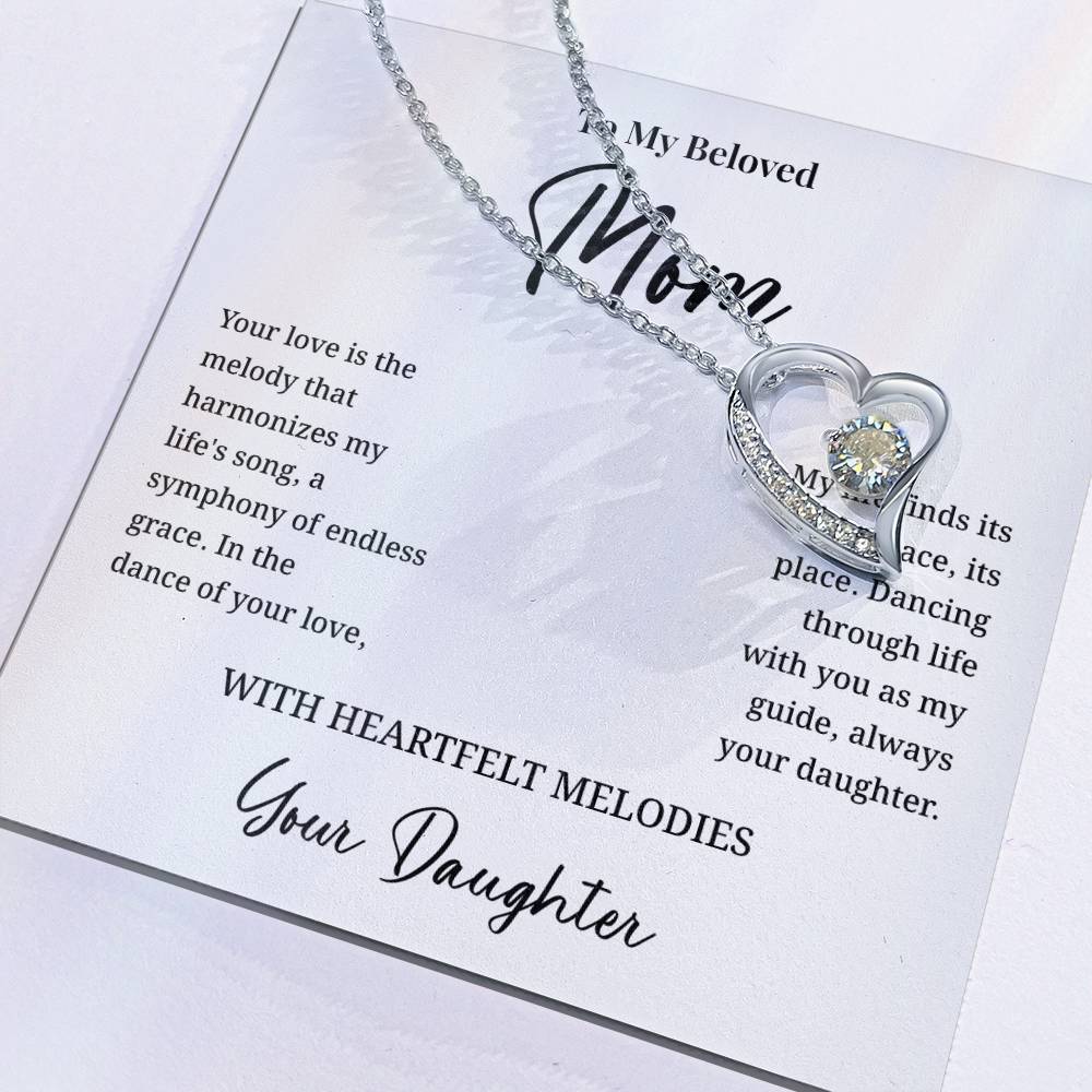 Beloved Mom Necklace – Gift from Daughter with Musical Message Card