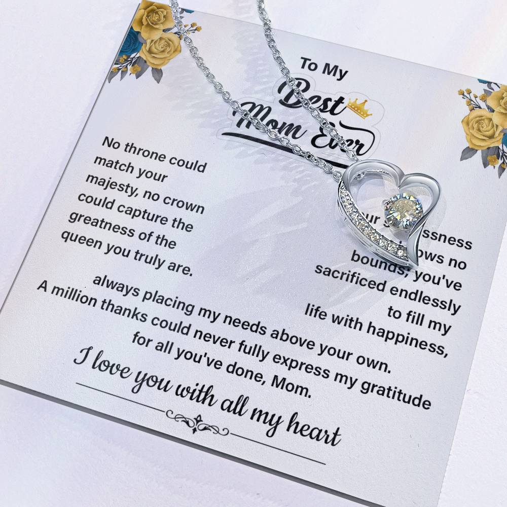 Best Mom Ever Necklace Gift From Daughter Message Card