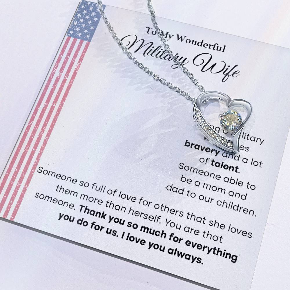 To My Wonderful Military Wife Heartfelt Jewelry Gift Military Wife Jewelry Supportive Necklace For Wives Bravery And Strength Jewelry Love And Appreciation Necklace Thank You Jewelry Gift Forever Loved Necklace Unique Jewelry For Wives