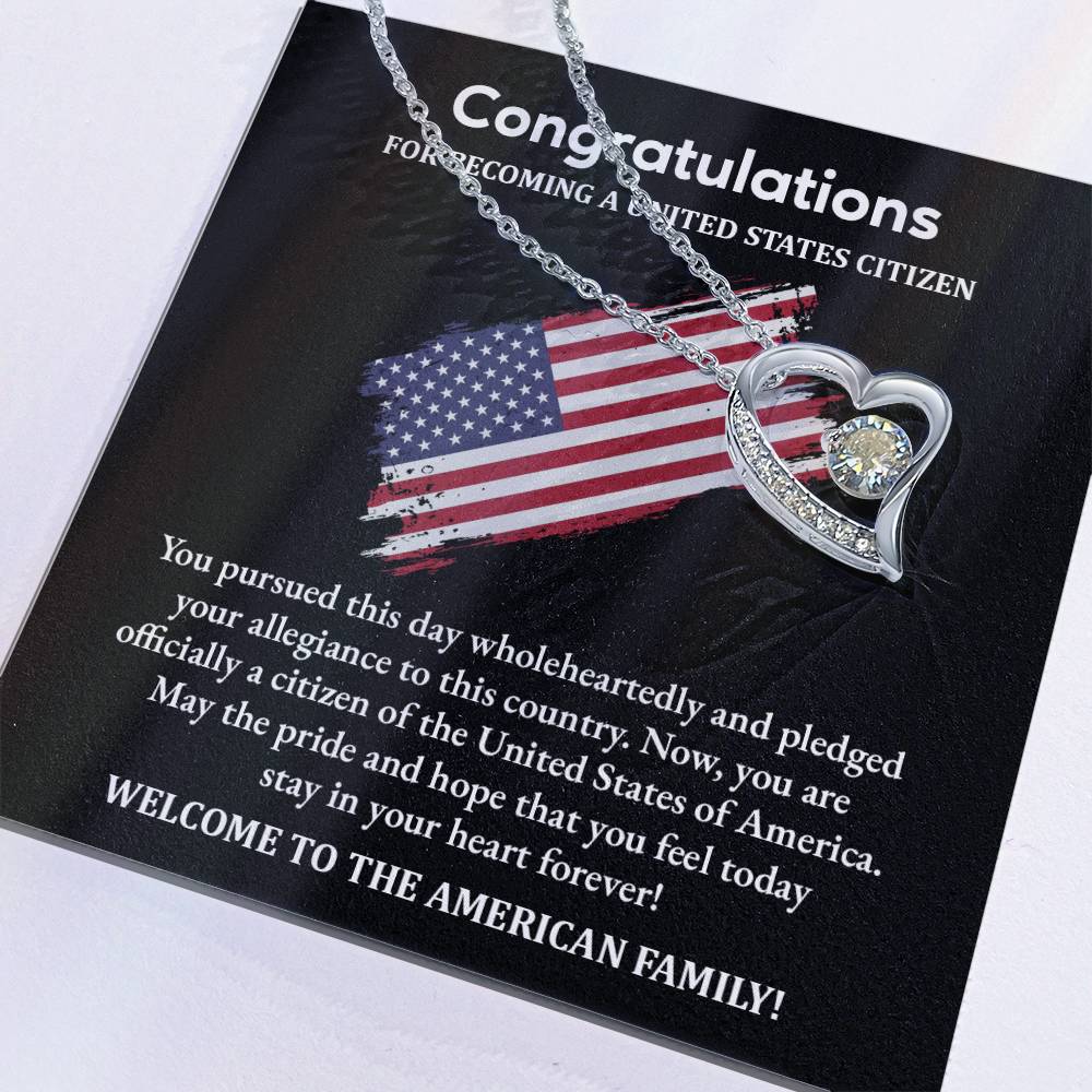 Congratulations Necklace For New U.s. Citizen Necklace For New U.s. Citizen Gift For U.s. Citizenship Success Necklace With Citizenship Message U.s. Citizenship Celebration Gift Jewelry For New U.s. Citizen Necklace For Citizenship Pledge