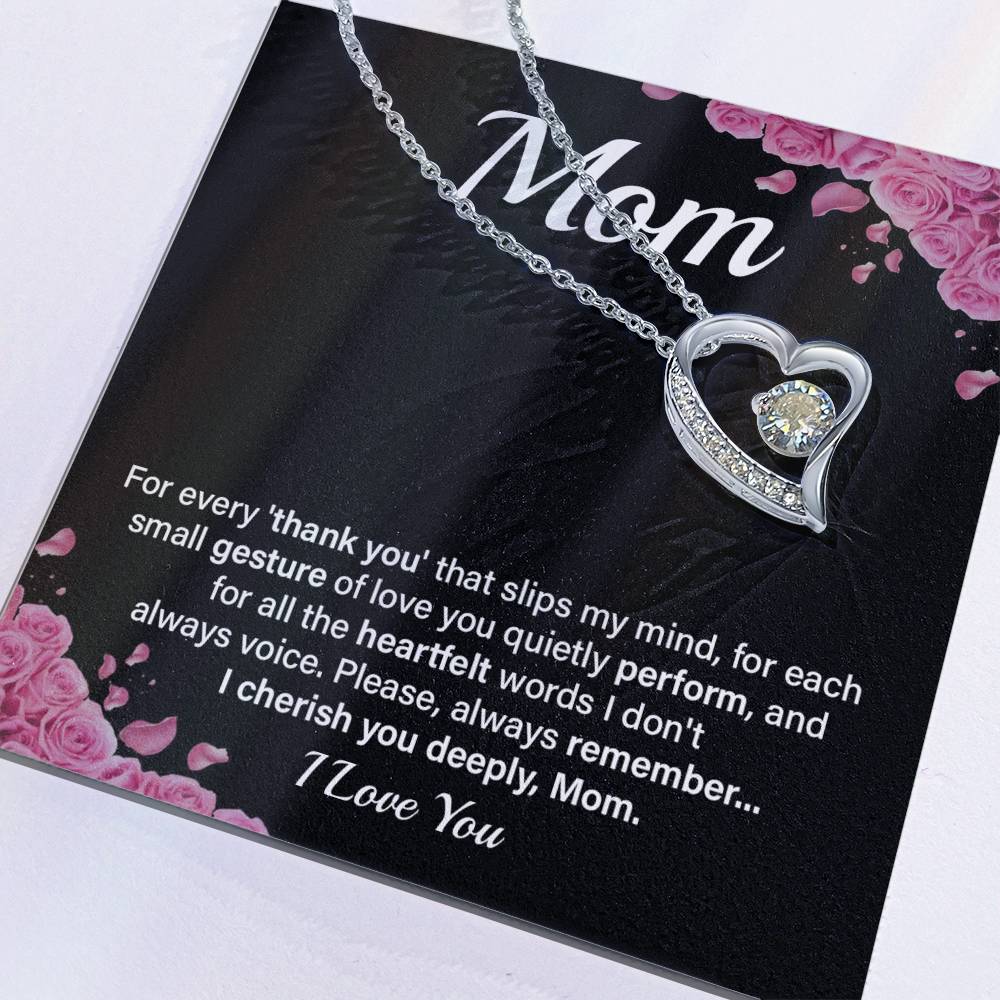 Heartfelt Mom Necklace Gift with Message Card