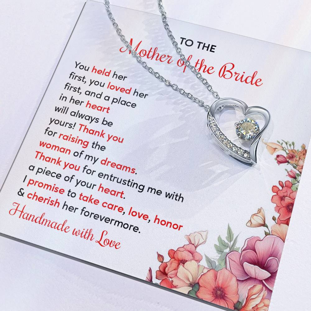 To The Mother Of The Bride, Heartfelt Necklace For Her Loving Jewelry For A Special Bond Thank You Gift For A Mother Sentimental Necklace For Love Appreciation Necklace For Her Beautiful Necklace Elegant Jewelry For Family Bond Thoughtful Necklace