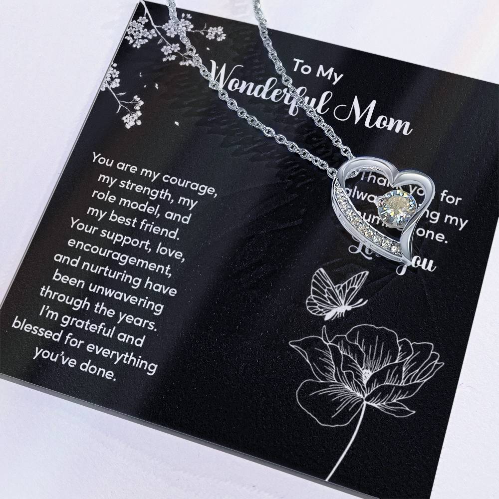 To My Wonderful Mom Elegant Jewelry Thoughtful Necklace For Family Love Sweet Gift For A Best Friend Heartfelt Necklace For Support And Care Sentimental Jewelry Thank You Pendant Beautiful Necklace Loving Gift For A Best Friend Loving Jewelry For Support