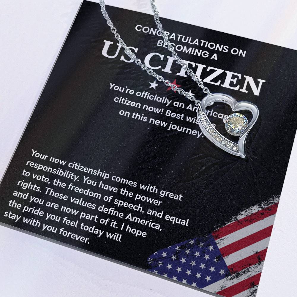 Congratulations Necklace For New U.s. Citizen Necklace For New U.s. Citizen Necklace With Citizenship Message Necklace For Official U.s. Citizen Necklace For New U.s. Patriot Jewelry For New U.s. Citizen Gift For U.s. Citizenship Ceremony