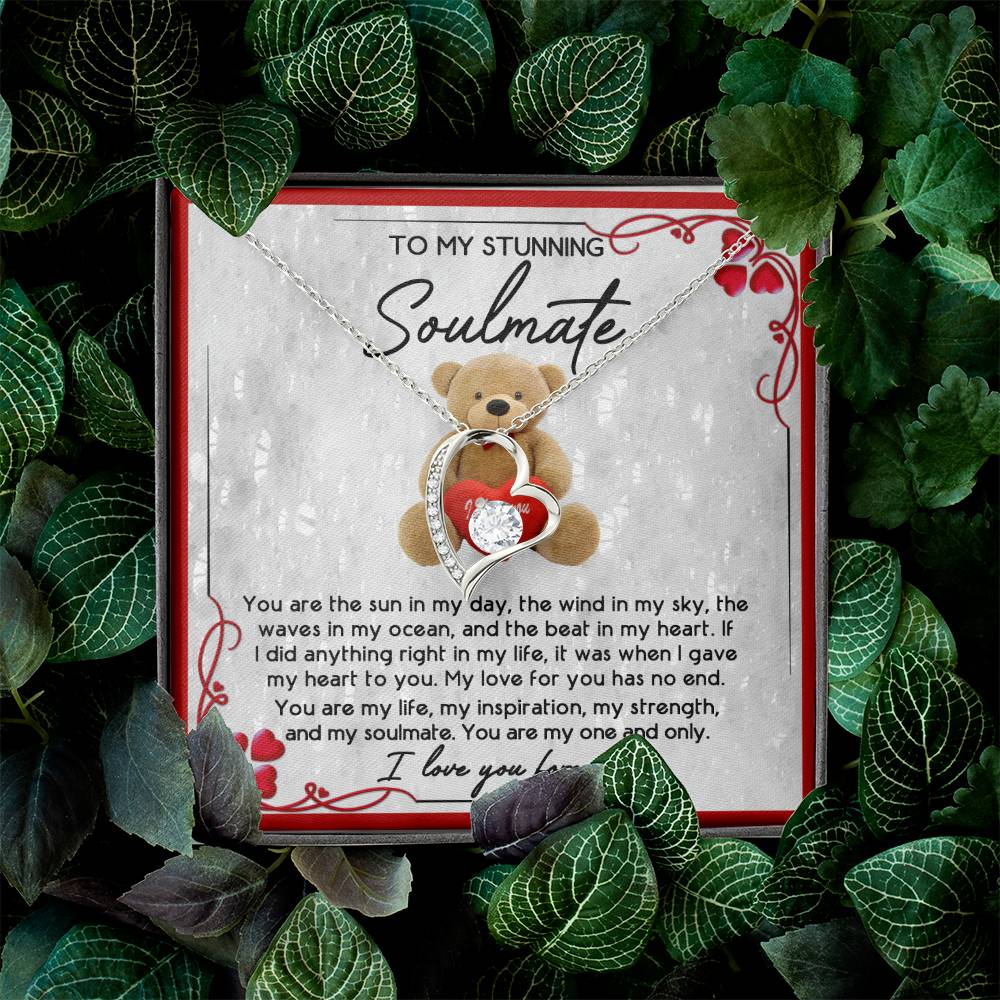 To My Stunning Soulmate Necklace Gift, Wife Girlfriend Soulmate Gift, Anniversary, Valentine's Day Birthday Gift, Soulmate Jewelry With Meaningful Message Card And Box.