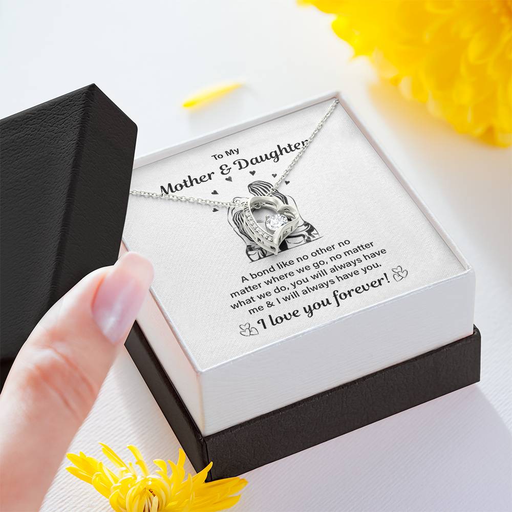 Mother Daughter Bond Necklace Gift with Message Card