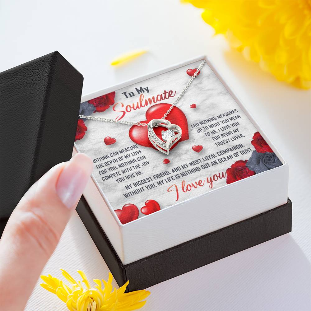 To My Soulmate Necklace Gift- Nothing Can Measure The Depth Of My Love For You, Valentine's Day Soulmate Jewelry With A Meaningful Message Card.