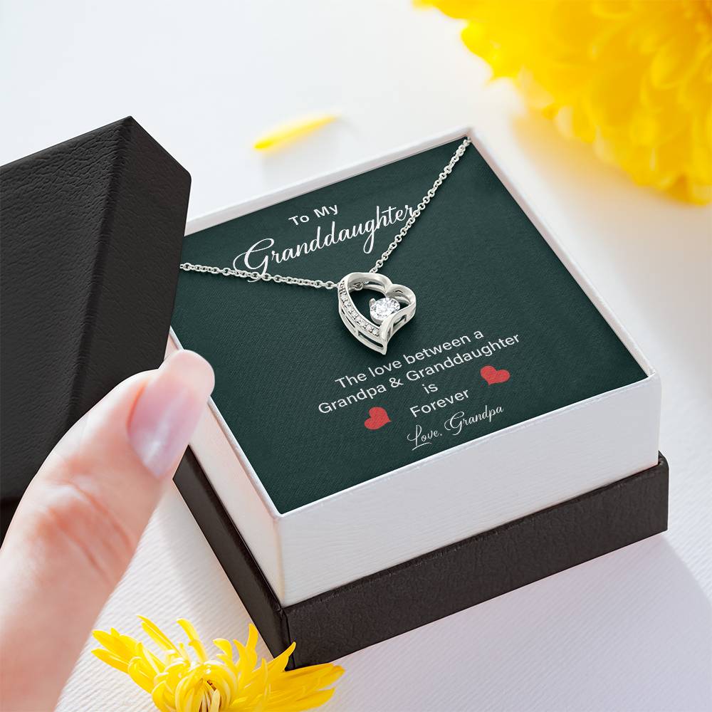 Granddaughter Heart Necklace from Grandpa – Gift Box