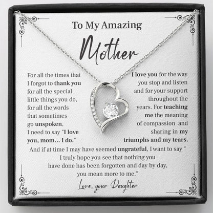 Mother Necklace Gift from Daughter with Message Card