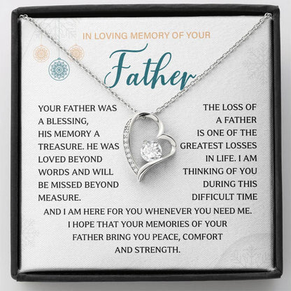 Sympathy Necklace Gift for Loss of Father with Message Card