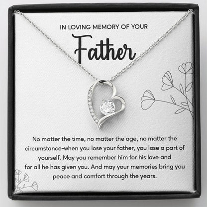 Sympathy Gift for Loss of Father Heart Necklace with Message Card