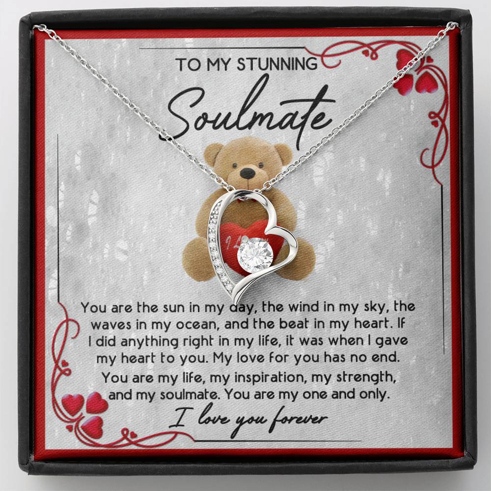 To My Stunning Soulmate Necklace Gift, Wife Girlfriend Soulmate Gift, Anniversary, Valentine's Day Birthday Gift, Soulmate Jewelry With Meaningful Message Card And Box.