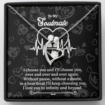 Heartbeat Soulmate Necklace Gift with Love Quote Card