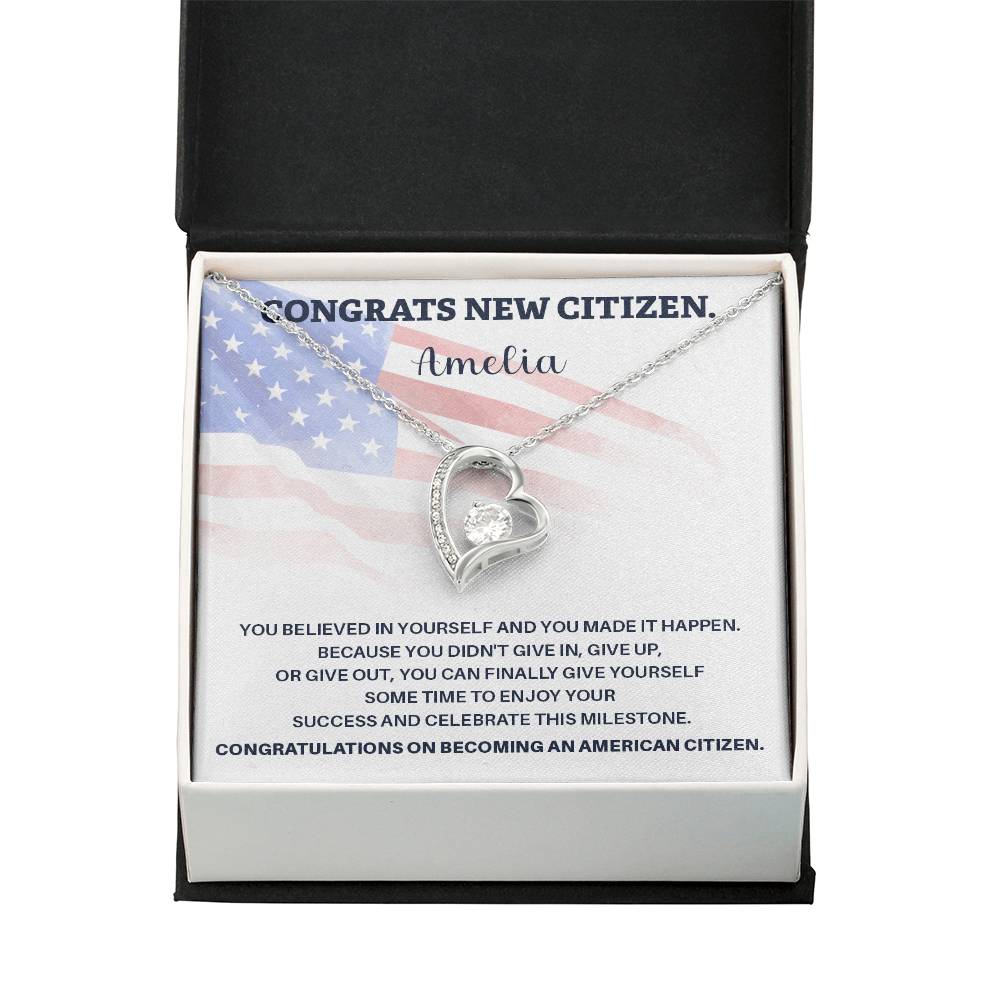 Congrats Necklace For New U.s. Citizen Amelia Necklace For New U.s. Citizen Gift For New American Citizen Necklace With Citizenship Message U.s. Citizenship Achievement Gift Necklace For Proud U.s. Citizen Necklace For Citizenship Success