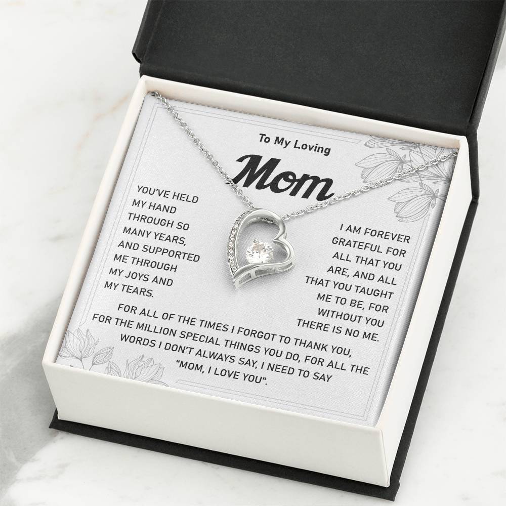 Heart Necklace Gift for Loving Mom from Daughter or Son