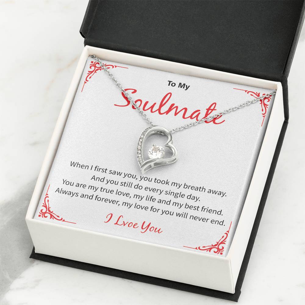 Soulmate Necklace Gift for Wife – I Love You Message Card